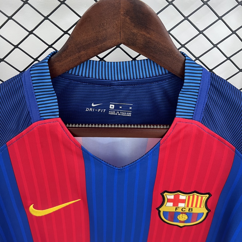 Barcelona Retro Jersey Home Long Sleeve Soccer Shirt 2016-17