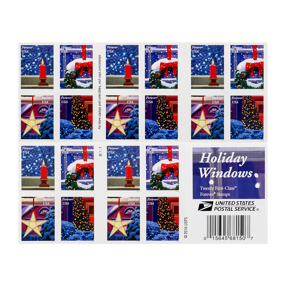 2016 Holiday Windows( Christmas Candle) Forever First Class Postage Stamps