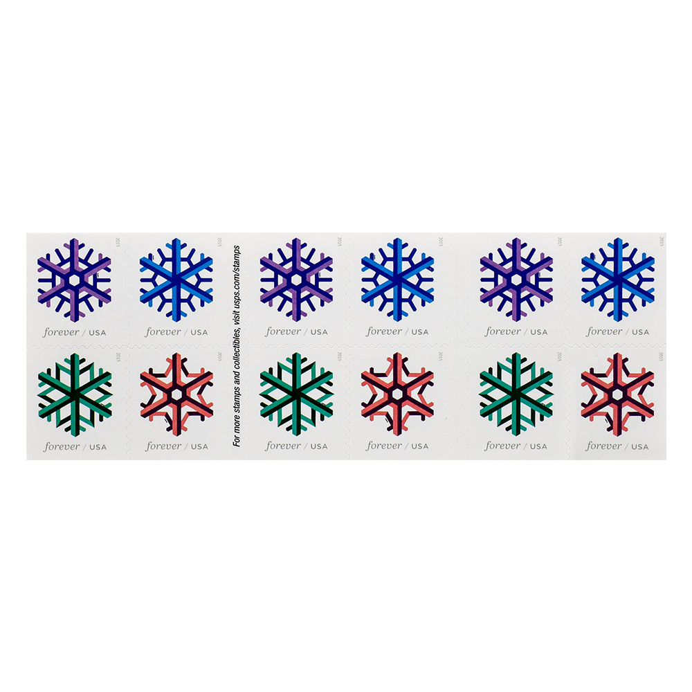 2015 Geometric Snowflakes Forever First Class Postage Stamps