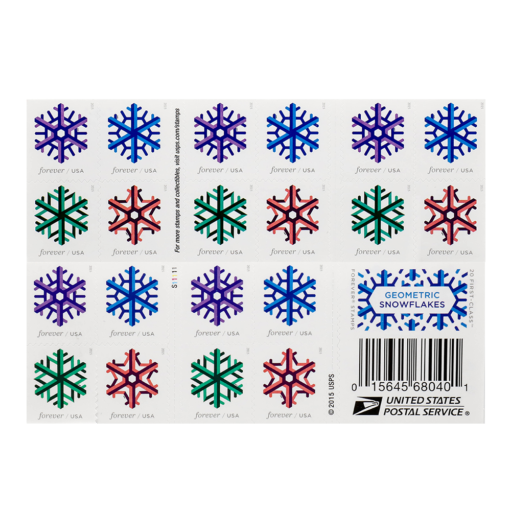 2015 Geometric Snowflakes Forever First Class Postage Stamps