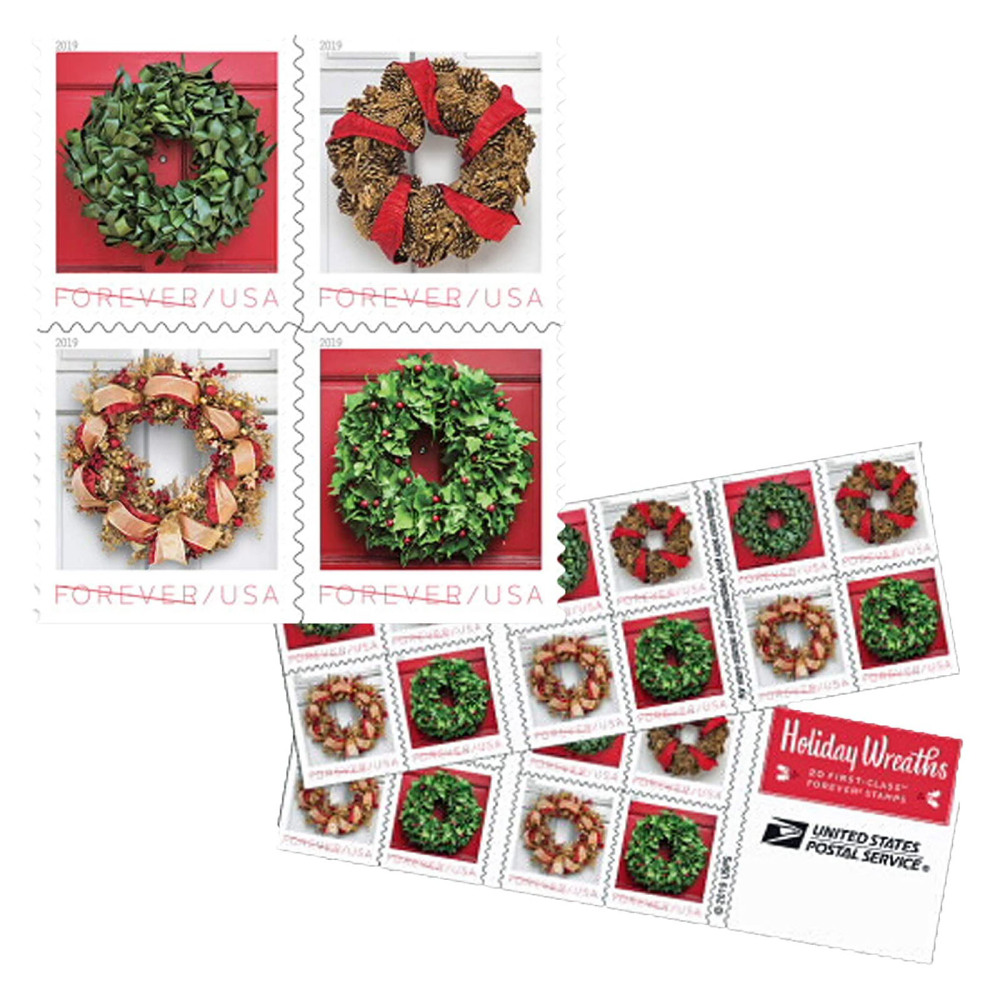 2019 Holiday Wreaths Forever First Class Postage Stamps