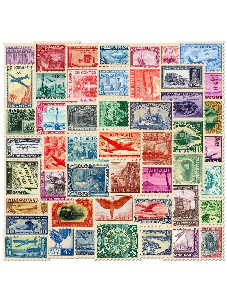 Retro Commemorative Stamp Stickers Travel Stickers City Stickers Cartoon Stickers Vintage Travel