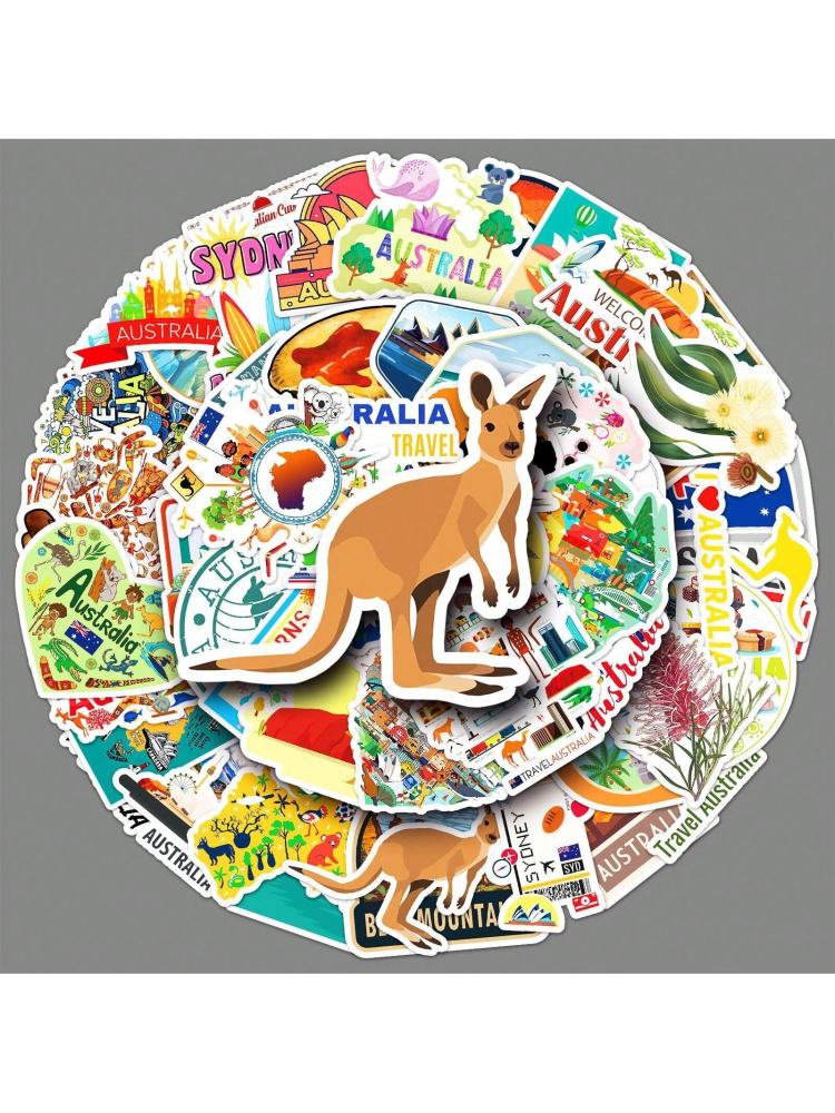 Cute Australia/Malaysia Craft Supplies & Stickers, Scenic Symbols, Urban Civilization Cartoon Graffiti