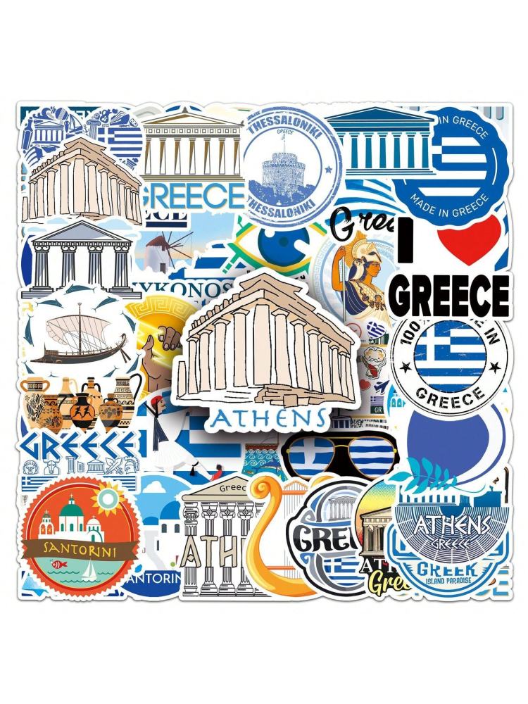 Cute Germany/Greece Craft Supplies & Stickers, Outdoor Travel World City Scenic Landmarks Cartoon
