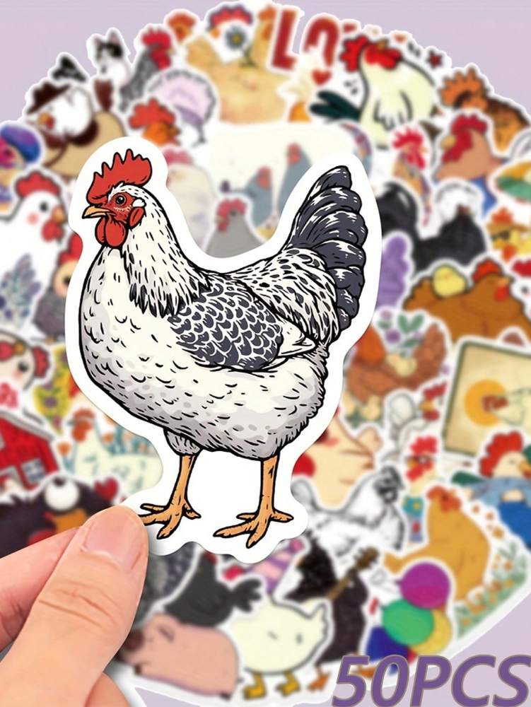 Funny Cartoon Chicken Stickers, Creative Quirky Graffiti Suitable For Decorating Notebook, Laptop, Guitar,