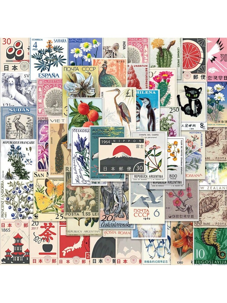 Retro Decorative Stamp Stickers Waterproof Cool Stickers For DIY Book Guitar Helmet Skateboard Luggage
