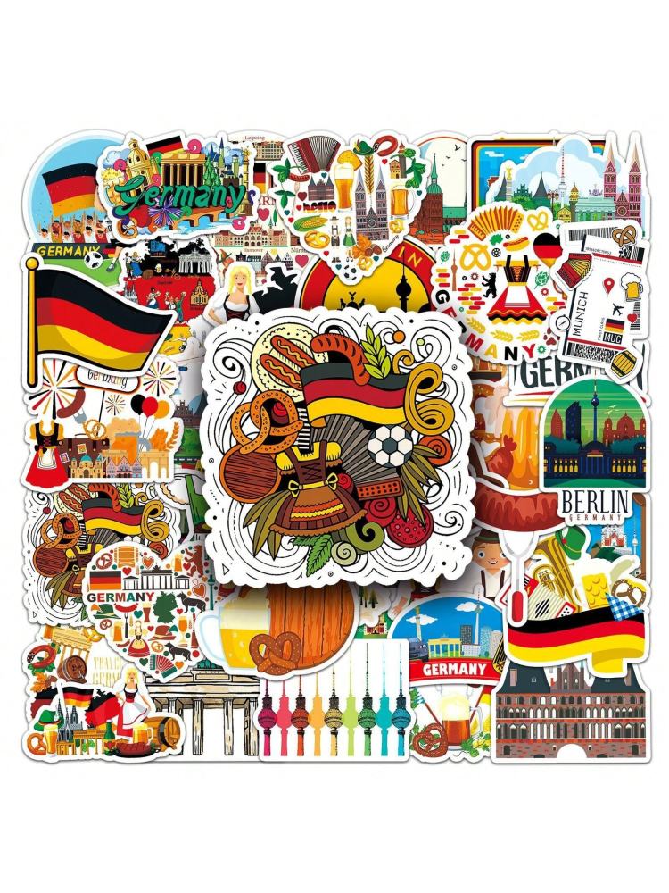 Cute Germany/Greece Craft Supplies & Stickers, Outdoor Travel World City Scenic Landmarks Cartoon