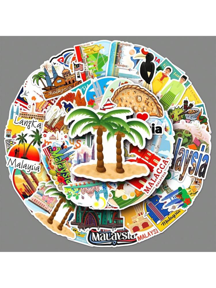 Cute Australia/Malaysia Craft Supplies & Stickers, Scenic Symbols, Urban Civilization Cartoon Graffiti