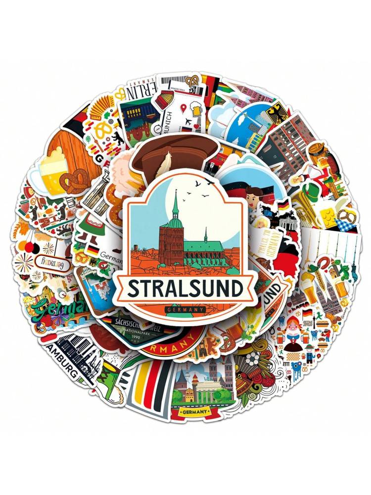 Cute Germany/Greece Craft Supplies & Stickers, Outdoor Travel World City Scenic Landmarks Cartoon