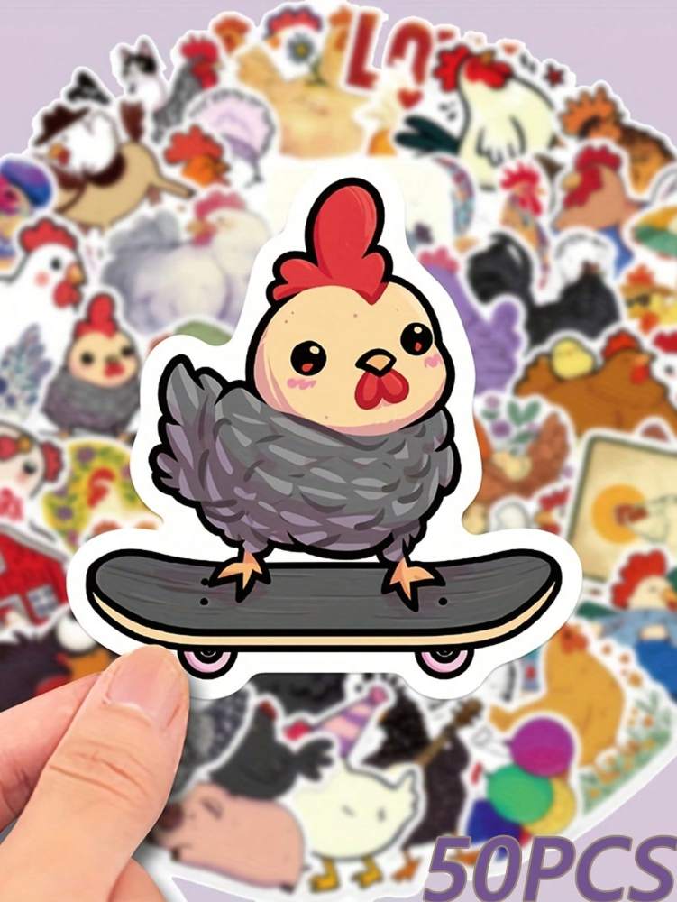 Funny Cartoon Chicken Stickers, Creative Quirky Graffiti Suitable For Decorating Notebook, Laptop, Guitar,
