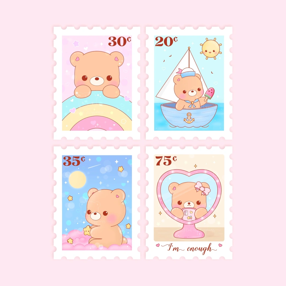 Cute Stamp Stickers -Mini Sticker Sheet- Hint of Happiness