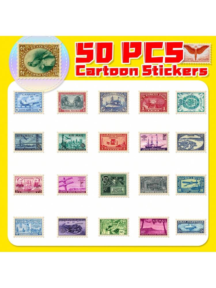 Retro Commemorative Stamp Stickers Travel Stickers City Stickers Cartoon Stickers Vintage Travel