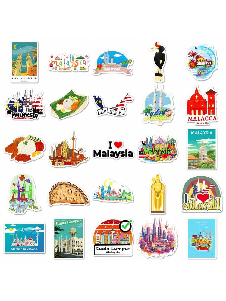 Cute Australia/Malaysia Craft Supplies & Stickers, Scenic Symbols, Urban Civilization Cartoon Graffiti