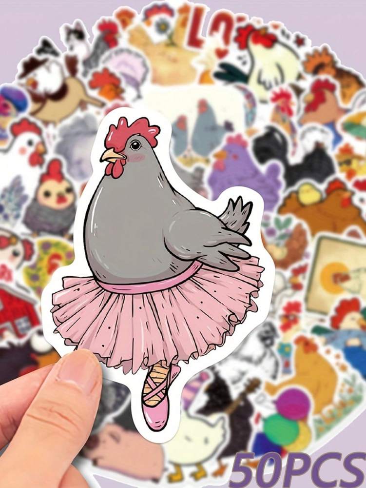 Funny Cartoon Chicken Stickers, Creative Quirky Graffiti Suitable For Decorating Notebook, Laptop, Guitar,
