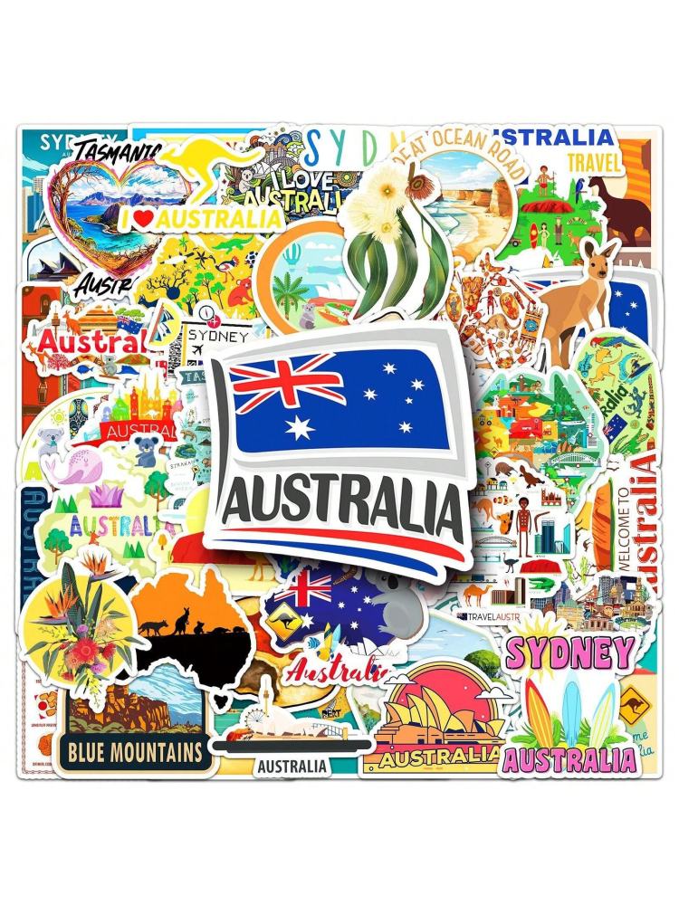 Cute Australia/Malaysia Craft Supplies & Stickers, Scenic Symbols, Urban Civilization Cartoon Graffiti