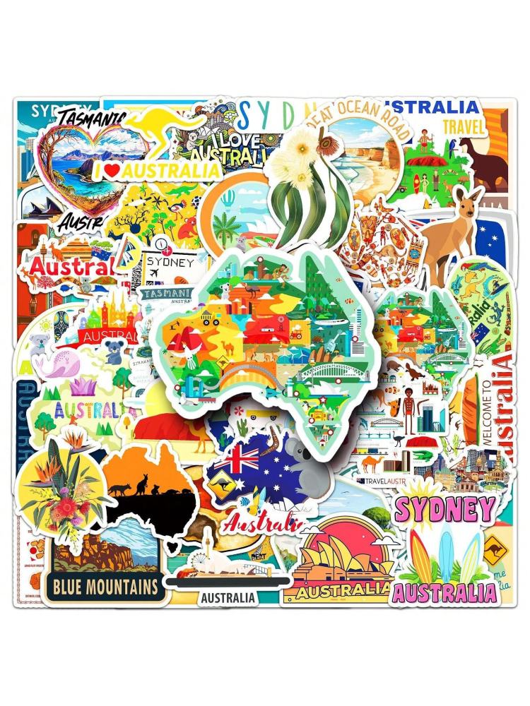 Cute Australia/Malaysia Craft Supplies & Stickers, Scenic Symbols, Urban Civilization Cartoon Graffiti