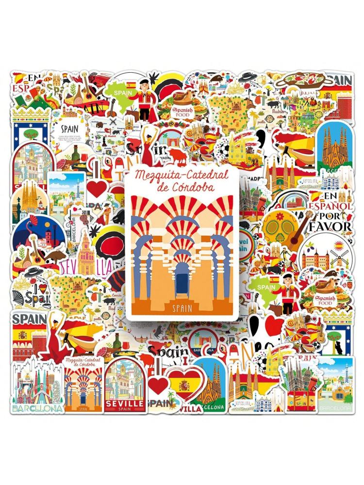 Cute Spain/Brazil Craft Supplies & Stickers, Passionate Urban Civilization Scenic Symbols, Cartoon