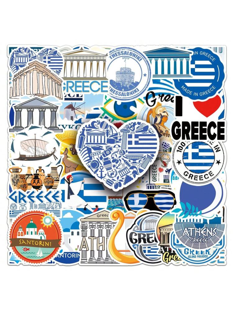 Cute Germany/Greece Craft Supplies & Stickers, Outdoor Travel World City Scenic Landmarks Cartoon