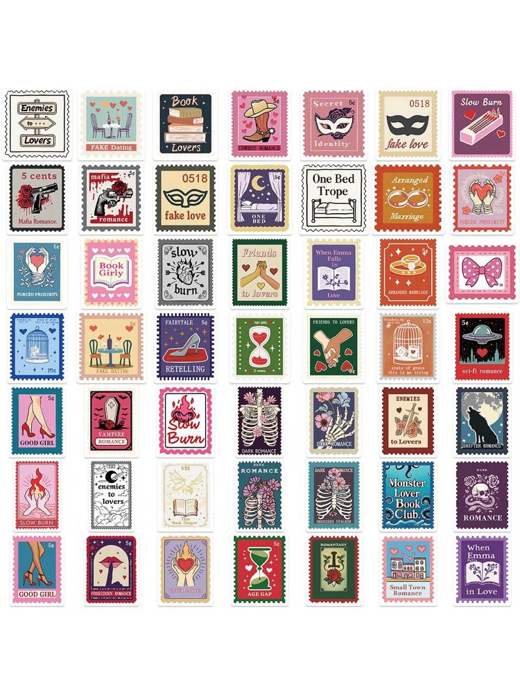 Book Trope Stamp Stickers Value Pack Cute Cartoon Stickers Cool Anime Stickers Handbook DIY Decoration