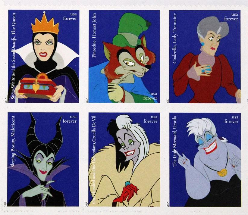 2017 Disney Villains Forever First Class Postage Stamps
