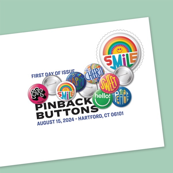 2024 Pinback Buttons Forever First Class Postage Stamps