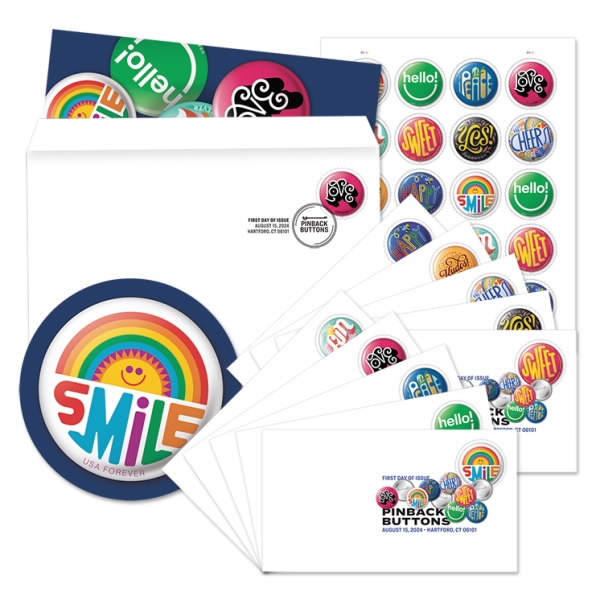 2024 Pinback Buttons Forever First Class Postage Stamps
