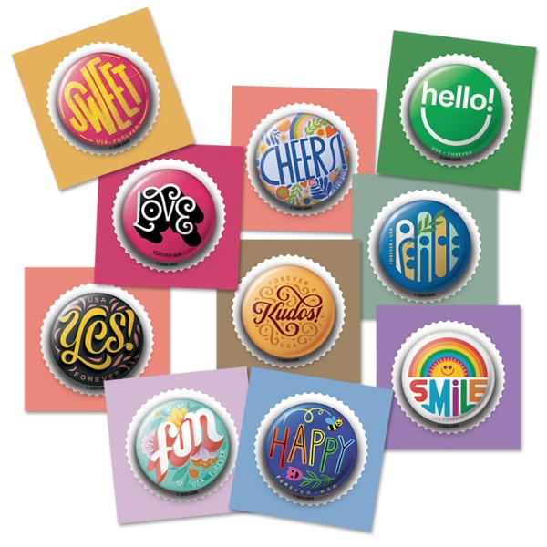 2024 Pinback Buttons Forever First Class Postage Stamps