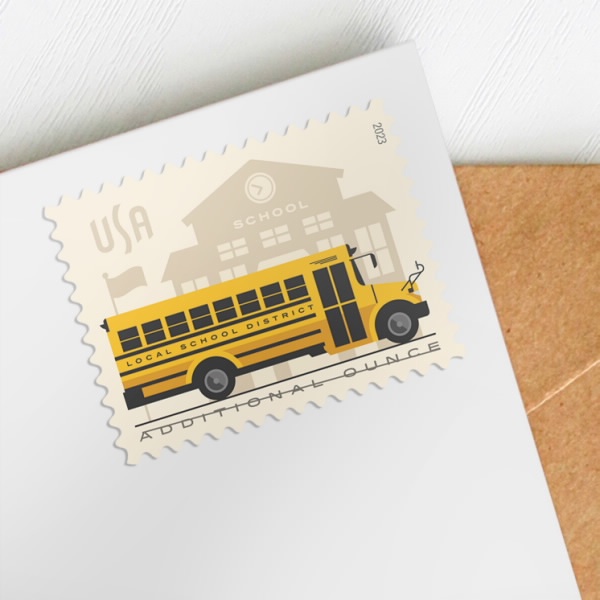 2023 School Bus Forever First Class Postage Stamps