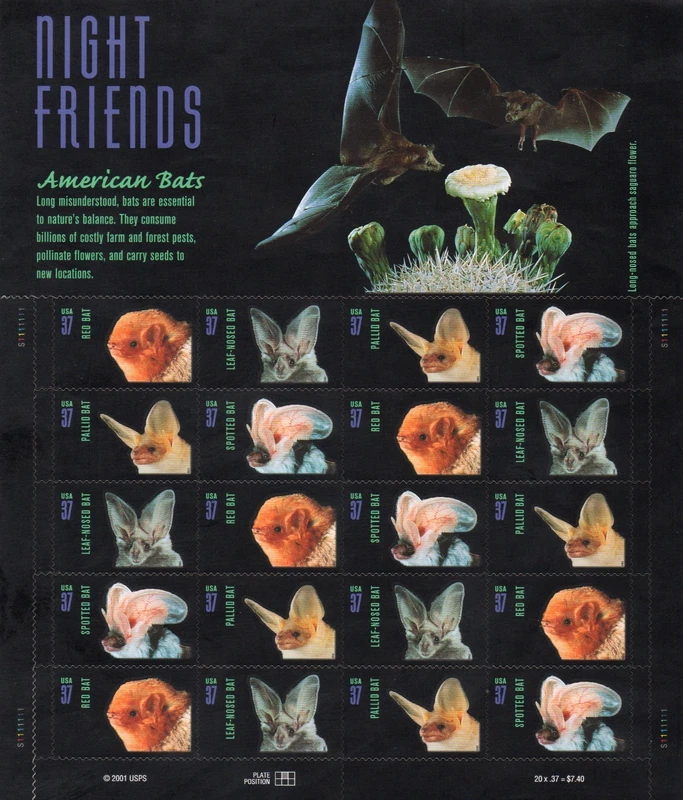 2002  Night Friends (American Bats) Forever First Class Postage Stamps