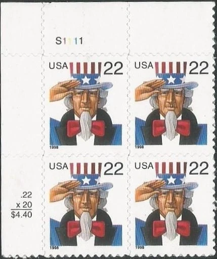 1998 Uncle Sam Forever First Class Postage Stamps
