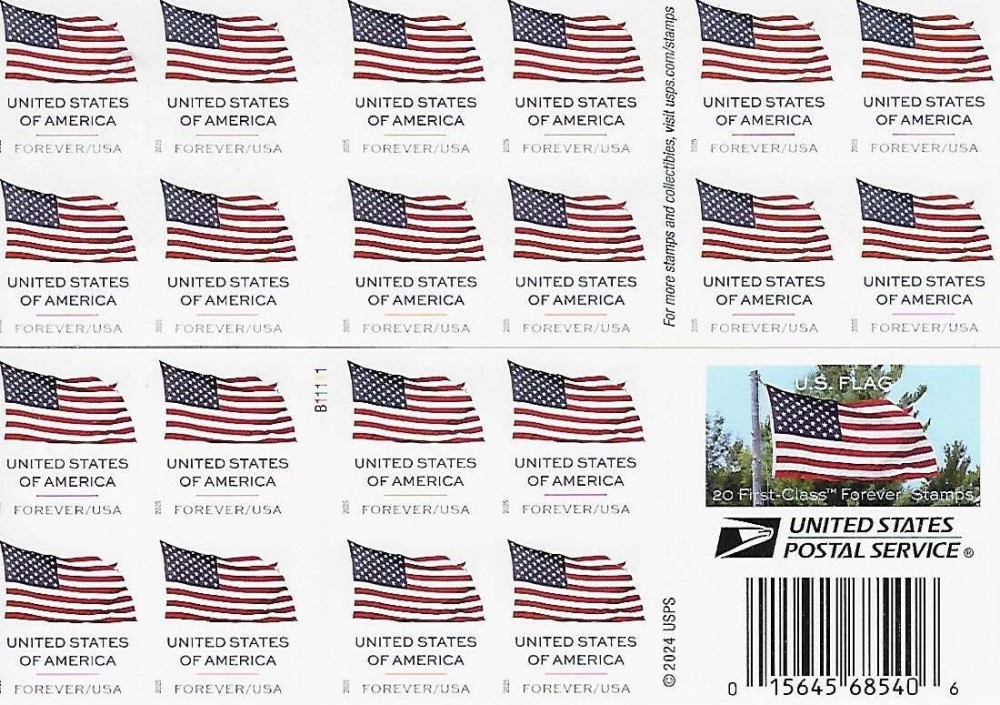 2025 US Flag Double-Sided Forever First Class Postage Stamps