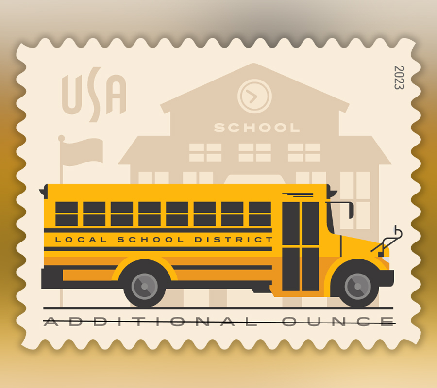 2023 School Bus Forever First Class Postage Stamps