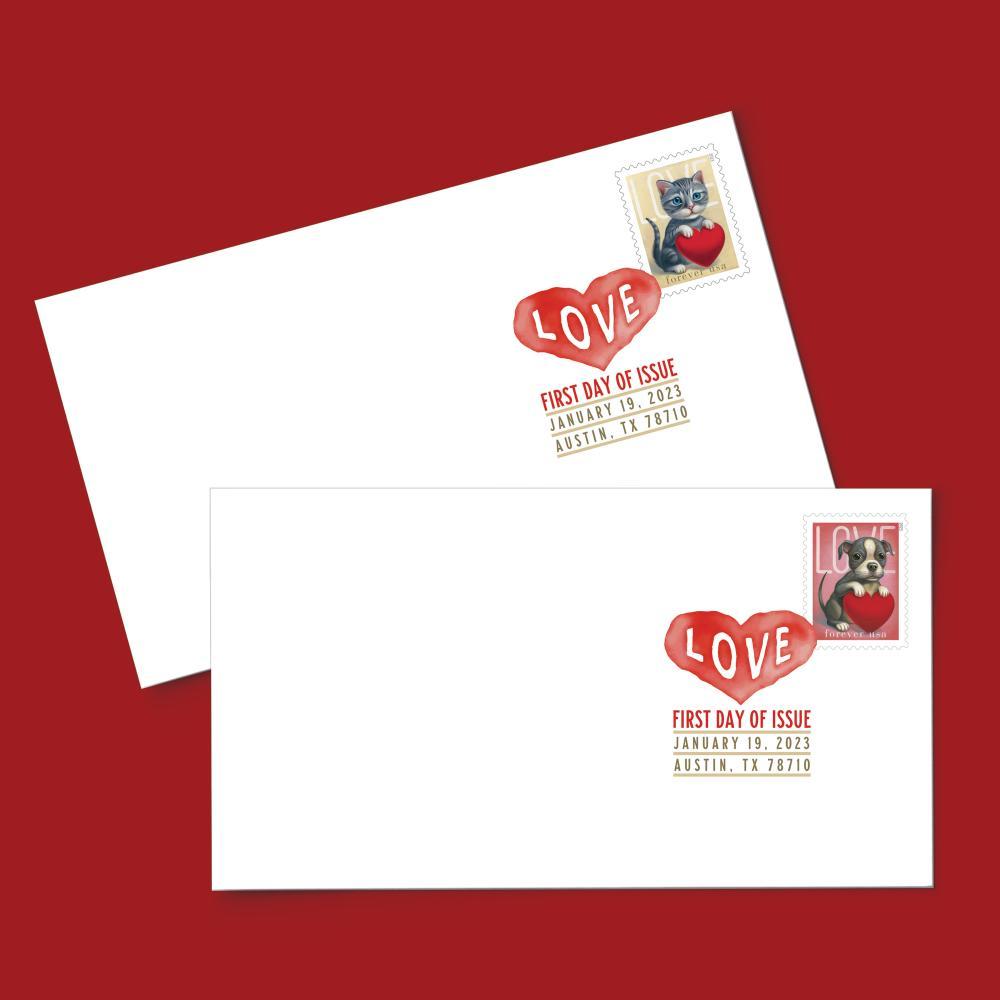 2023 Love: Kitten & Puppy Pane Forever First Class Postage Stamps