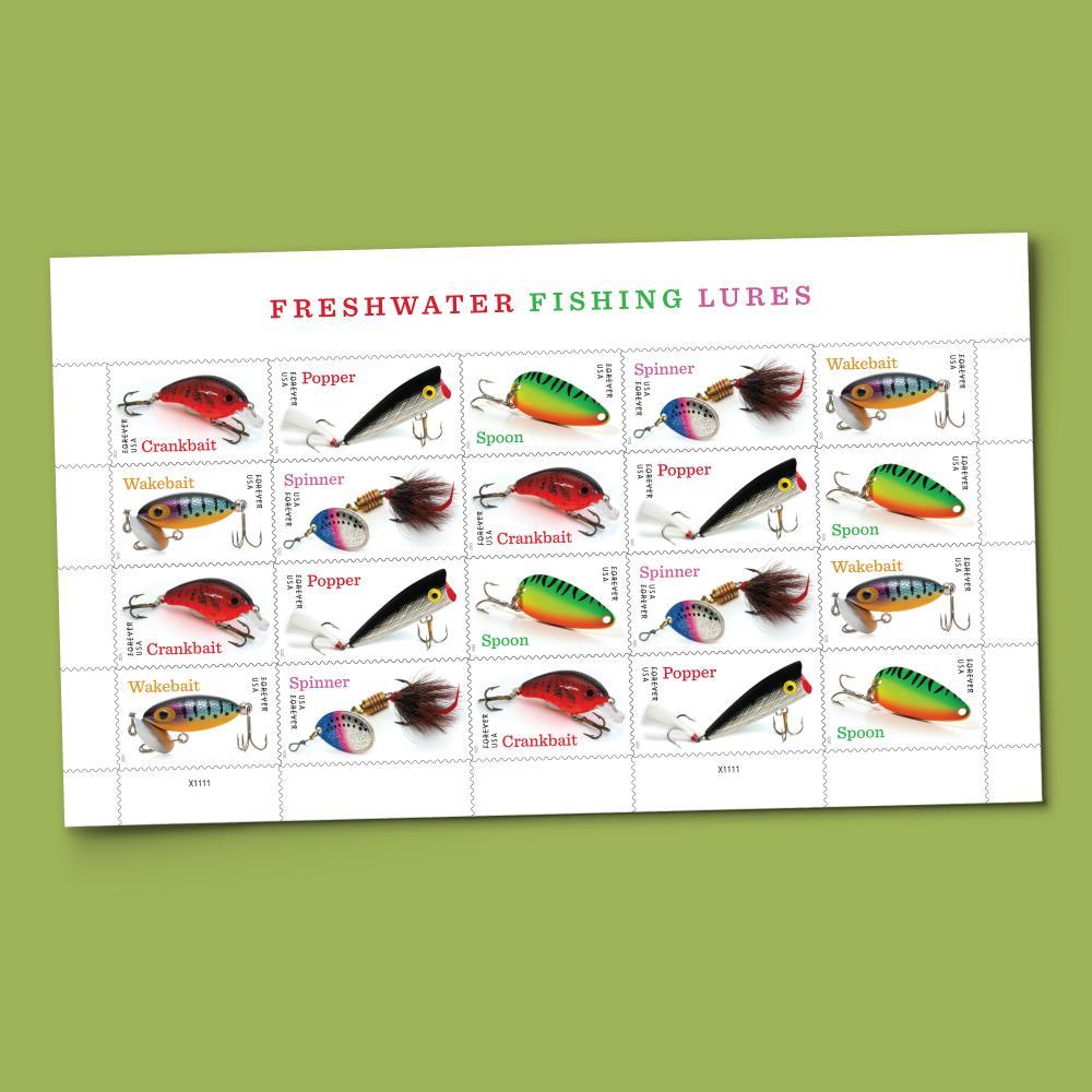 2025 Freshwater Fishing Lures Forever First Class Postage Stamps
