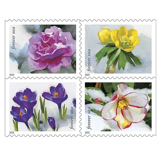 2022 Snowy Beauty Flowers Forever First Class Postage Stamps