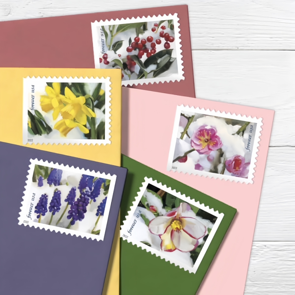 2022 Snowy Beauty Flowers Forever First Class Postage Stamps