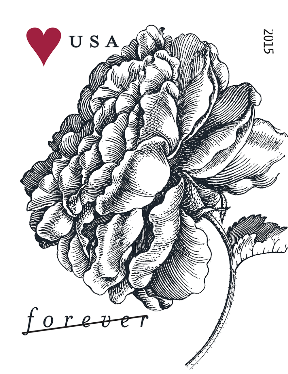 2015 Vintage Rose Forever First Class Postage Stamps