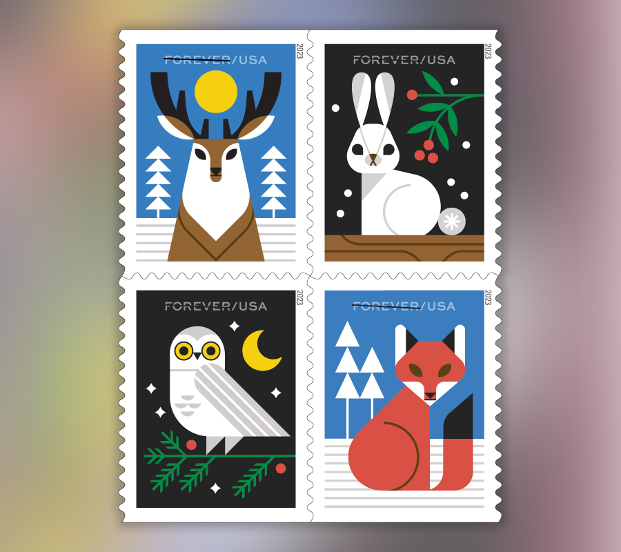 2023 Winter Woodland Animals  Forever First Class Postage Stamps