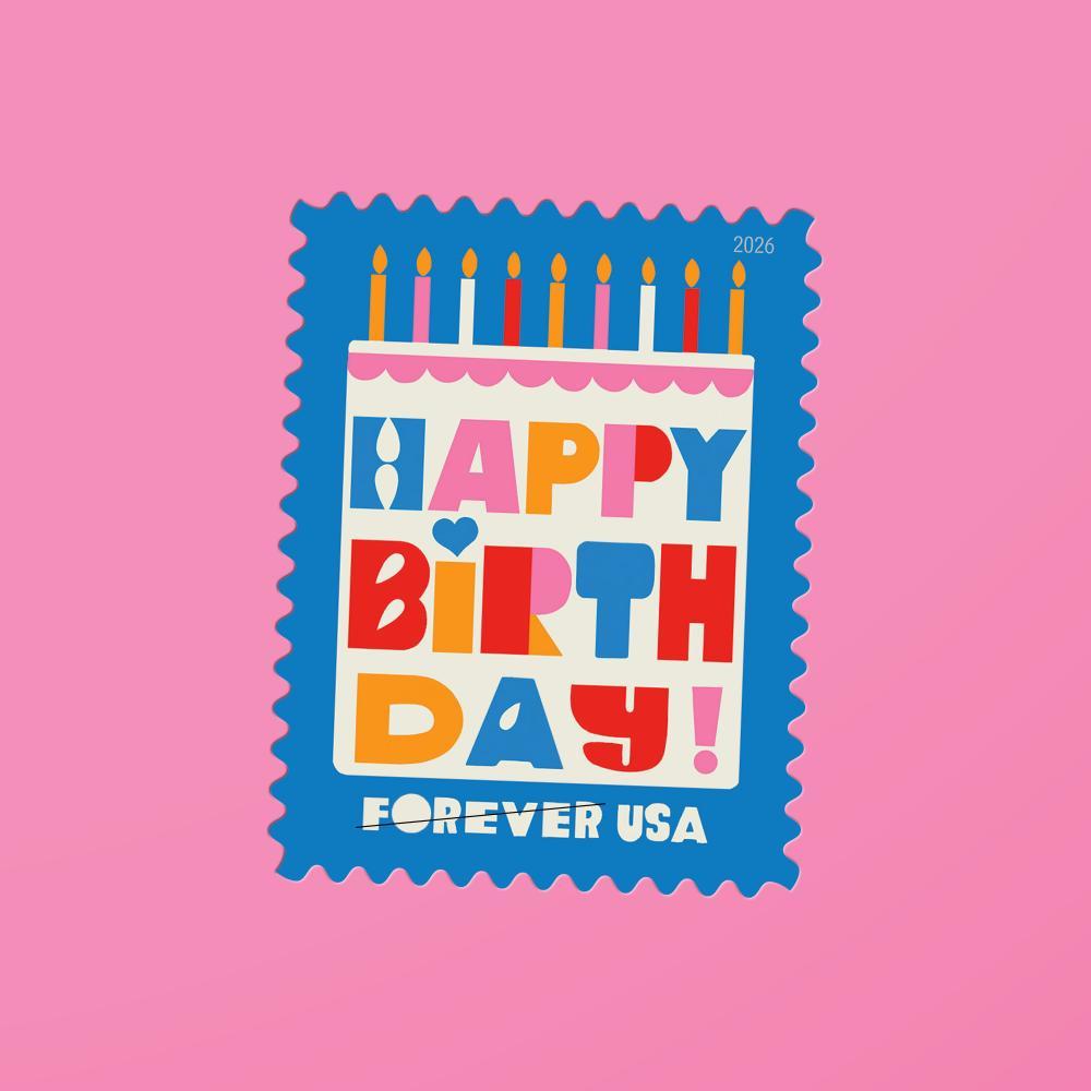 2026 New Happy Birthday Forever First Class Postage Stamps
