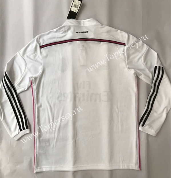 Retro Version 2014-2015 Real Madrid Home White LS Thailand Soccer Jersey AAA-SL