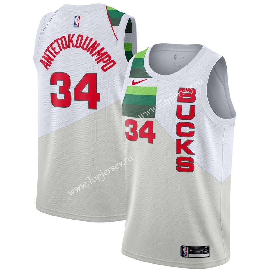 Earned Edition Milwaukee Bucks White #34 NBA Jersey