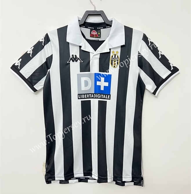 Retro Version 99-00 Juventus Home Black&White Thailand Soccer Jersey AAA-811