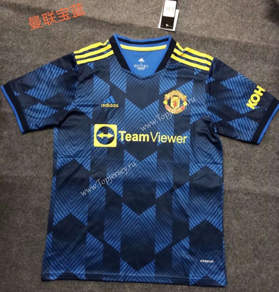 2021-2022 Manchester United 2nd Away Blue Thailand Soccer Jersey AAA-709