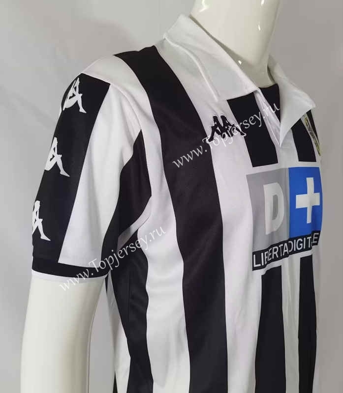 Retro Version 99-00 Juventus Home Black&White Thailand Soccer Jersey AAA-503