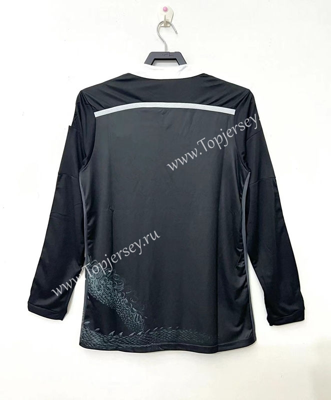 Retro Version 14-15 Real Madrid 2nd Away Black LS Thailand Soccer Jersey AAA-811