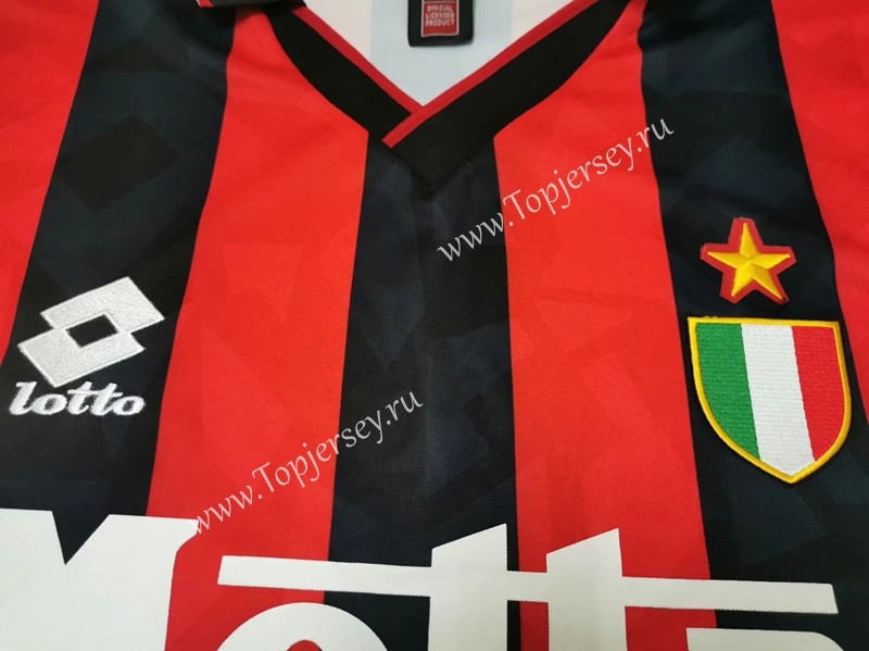 Retro Version 1993-1994 AC Milan Home Red&Black Thailand Soccer Jersey AAA