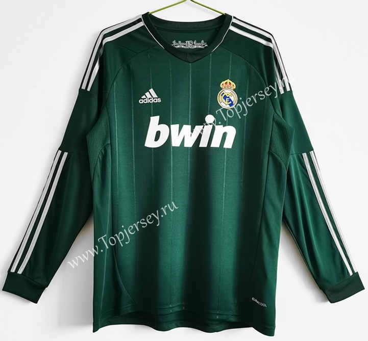 Retro Version 12-13 Real Madrid 2nd Away Green LS Thailand Soccer Jersey AAA-C1046