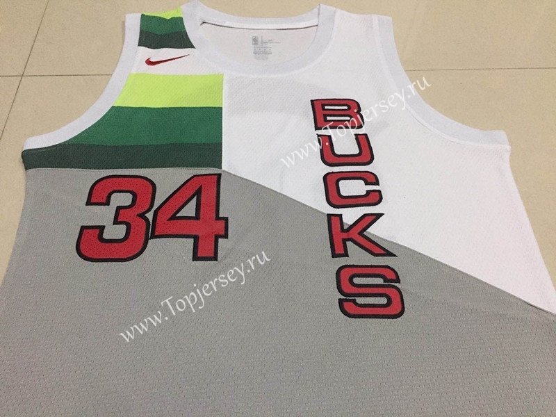 Earned Edition Milwaukee Bucks White #34 NBA Jersey