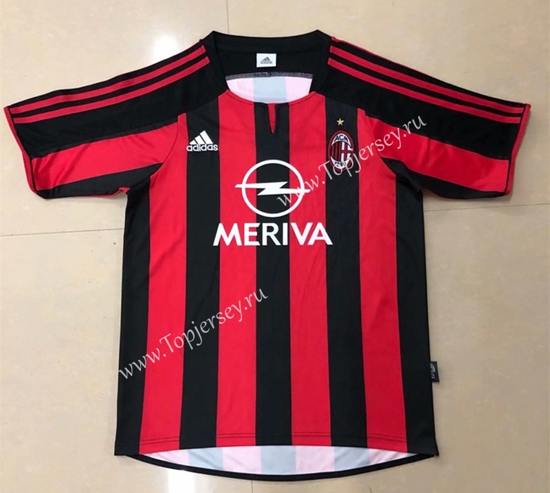 Retro Version 2003-2004 AC Milan Home Red&Black Thailand Soccer Jersey AAA-HR