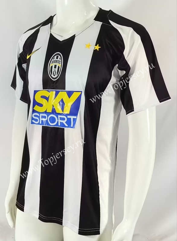 Retro Version 04-05 Juventus Home Black&White Thailand Soccer Jersey AAA-503